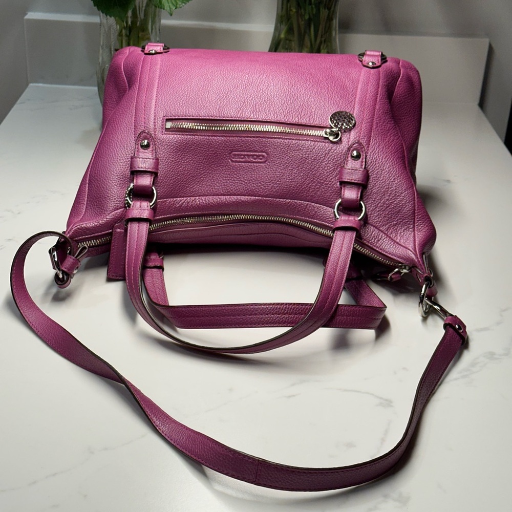 Coach Alexandra Purple Convertible Leather Shoulder Bag + COA - Picture 8 of 13